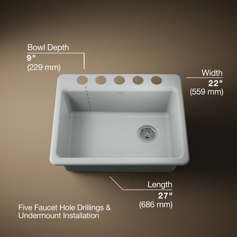 Riverby® 27"L x 22"W Kitchen Sink, Ice Gray