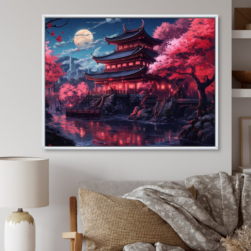 Japon, terre du Samouraï I sur toile, H 12 po x l 20 po x P 1 po, Cadre flottant blanc