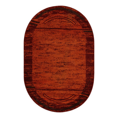 Alair Abstract Brick Red/Sage Green/Orange Area Rug