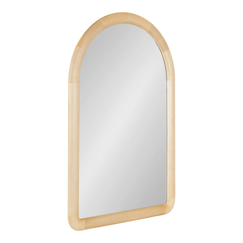 Natural Arched Wooden Wall Mirror 36" x 24"