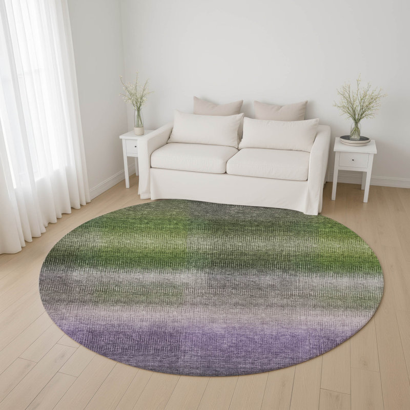 Premium Machine Washable Lubbers AMF1735 Squares Rug, Round 8'