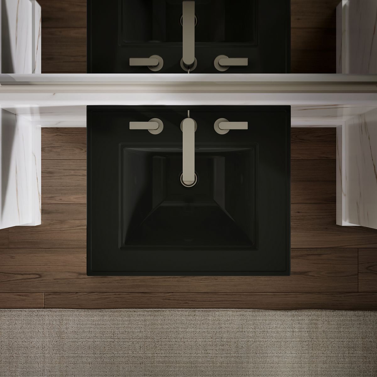 Memoirs Stately Pedestal Bathroom Sink, Black, 34.75" H x 20.5" W x 24.5" L, 8" Centers