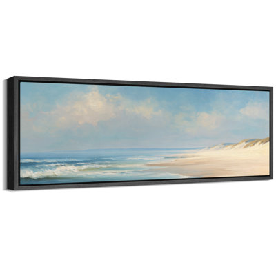 Soft Blue Ocean Shoreline Seascape Coastal Landscape Wall Decor Extra Large Pictures Framed Canvas Print Wall Art