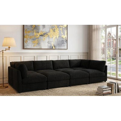 Arvill Amuri 129'' Wide Symmetrical Modular Corner Sectional with Ottoman