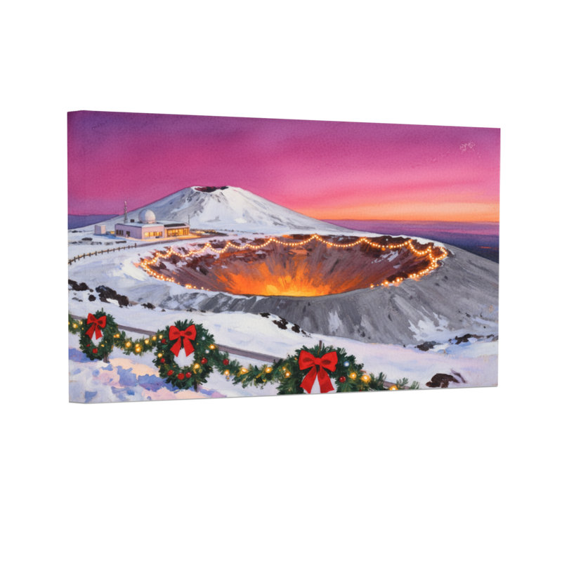Guirlandes de Noël volcaniques enneigées