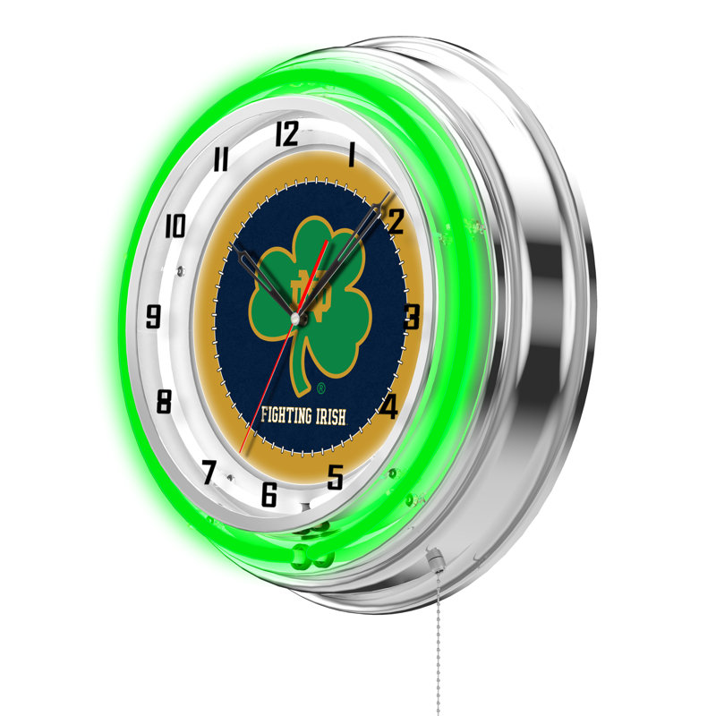 Horloge murale 19 po NCAA, Fighting Irish de Notre Dame - Trèfle
