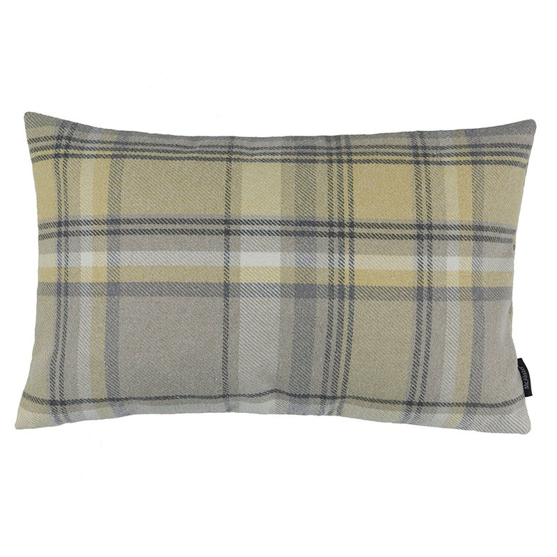 Griggs Plaid Rectangular Cushion, 30 x 50cm, Mustard Yellow/Grey
