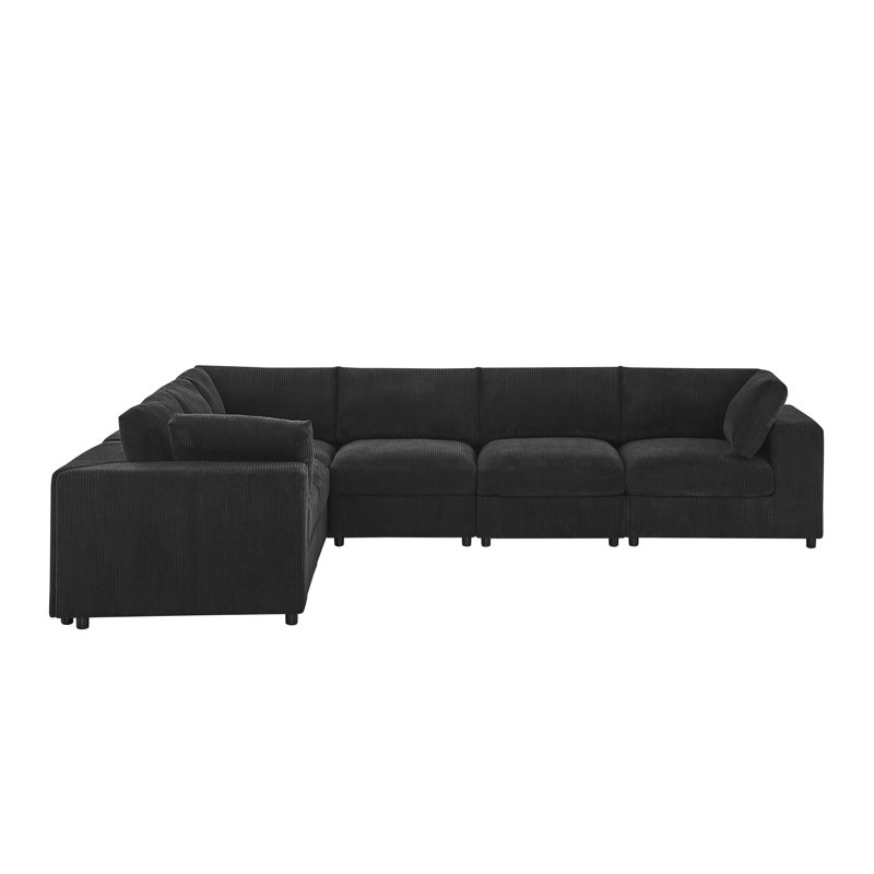 Canapé modulaire rembourré en velours côtelé bamppieles, Velours côtelé noir