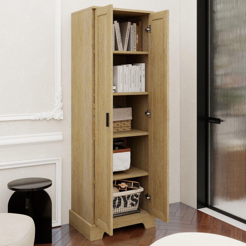 Armoire de rangement avec deux portes pour salle de bain, bureau, tablette réglable, panneau de fibres à densité moyenne, brun