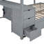 Lit superposé gris avec rangement et bureau, lit gigogne simple - Options d'optimisation de l'espace,
