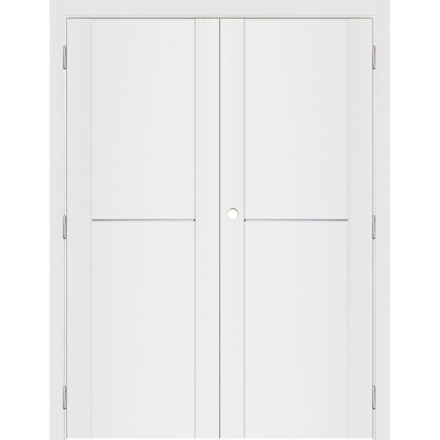 Double porte intérieure stratifiée blanc doux pré-suspendu Stile 002