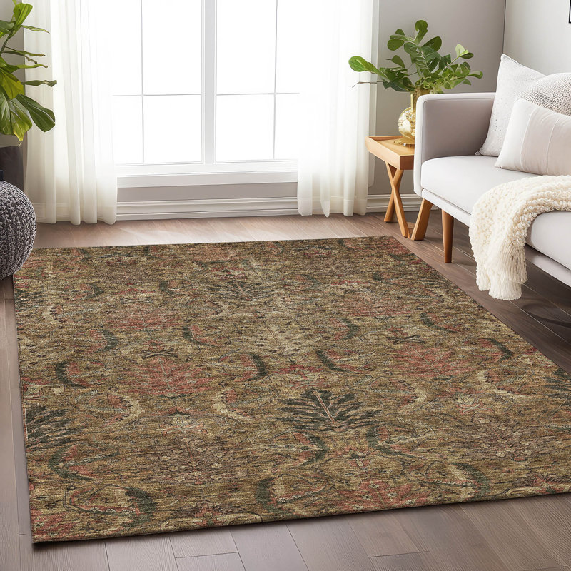 Rustica Brown Washable Indoor-Outdoor Rug - , 5' x 7'6"