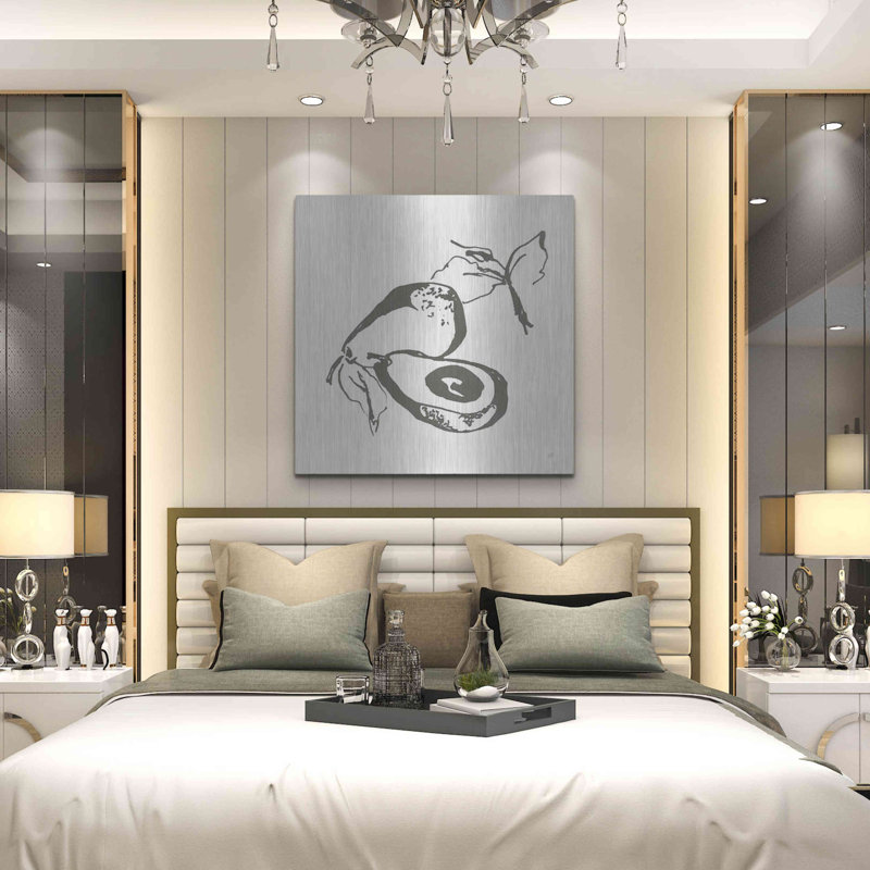 «Avacado I BW» par Chris Paschke, art mural en métal, H 36 po x l 36 po