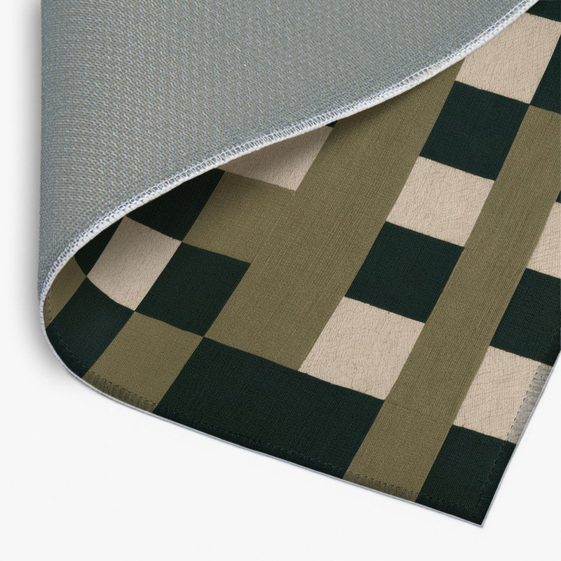 Tapis d'intérieur et d'extérieur à carreaux vert, Rectangulaire 8 pi x 10 pi