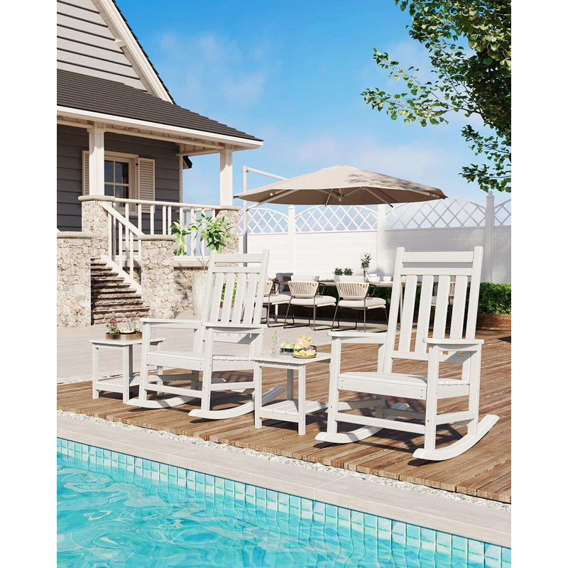 Adirondack Outdoor Side Table 18 x 15 inch, HDPE 2-Tier Patio Side Tables for Outside, All-Weather End Table for Patio Pool Deck Indoor Backyard