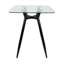 Table de comptoir carrée en verre transparent avec pieds en acier noir et style Mid-Century moderne, 4 places