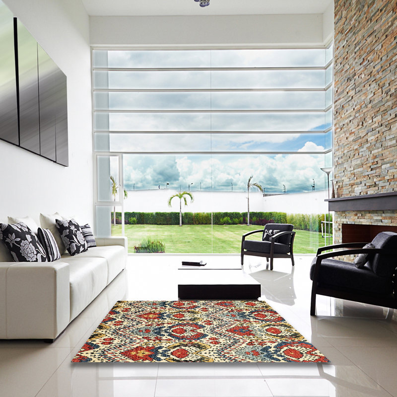 Tapis abstrait 100% lavable à la machine 341, Carré 5 pi