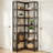 78.74" Tall 7-Tier Industrial Corner Bookshelf Tall Wood Metal Etagere Display Shelf For Home Office-723279324-735428893