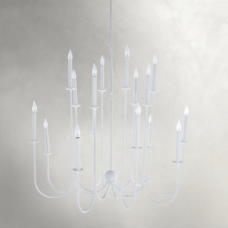 Snow 16 - Light Candle Style Chandelier, Plaster White