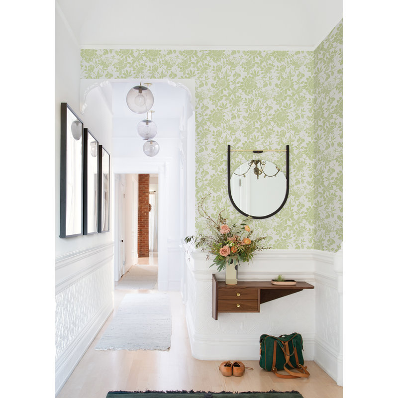 Floral Metallic Wallpaper Double Roll, Green