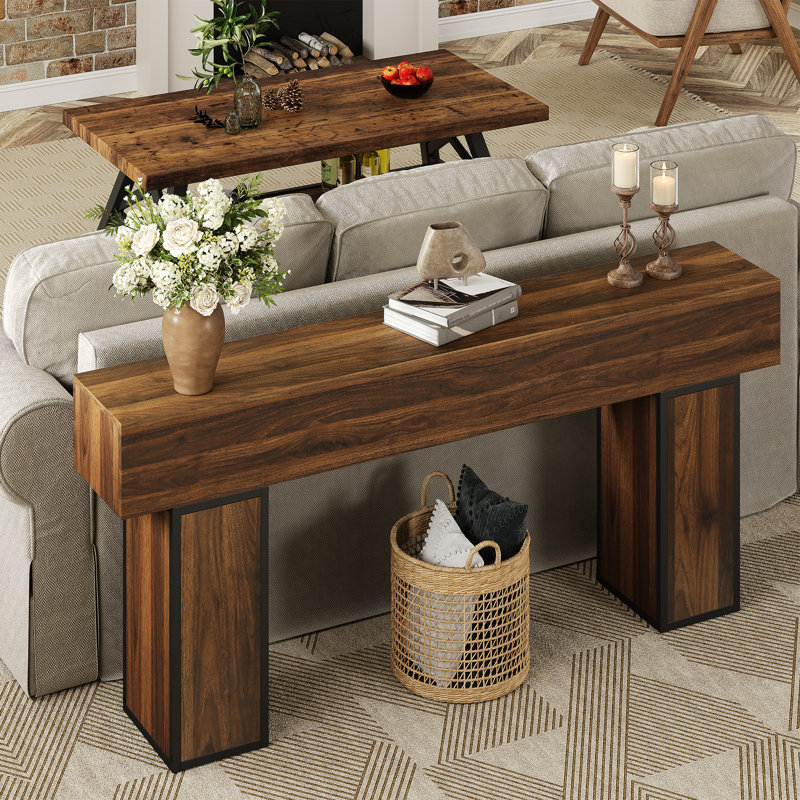 70.9-inch Extra Long Console Table, Farmhouse Sofa Table For Behind Couch, Wooden Entryway Table For Hallway, Foyer Table Accent Table For Entrance, Living Room, Rustic Brown