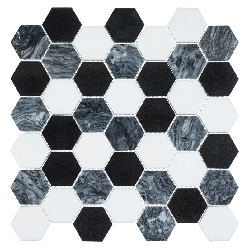 Channing 2 in. Hexagon Honeycomb Mosaic Tile, Shadow He