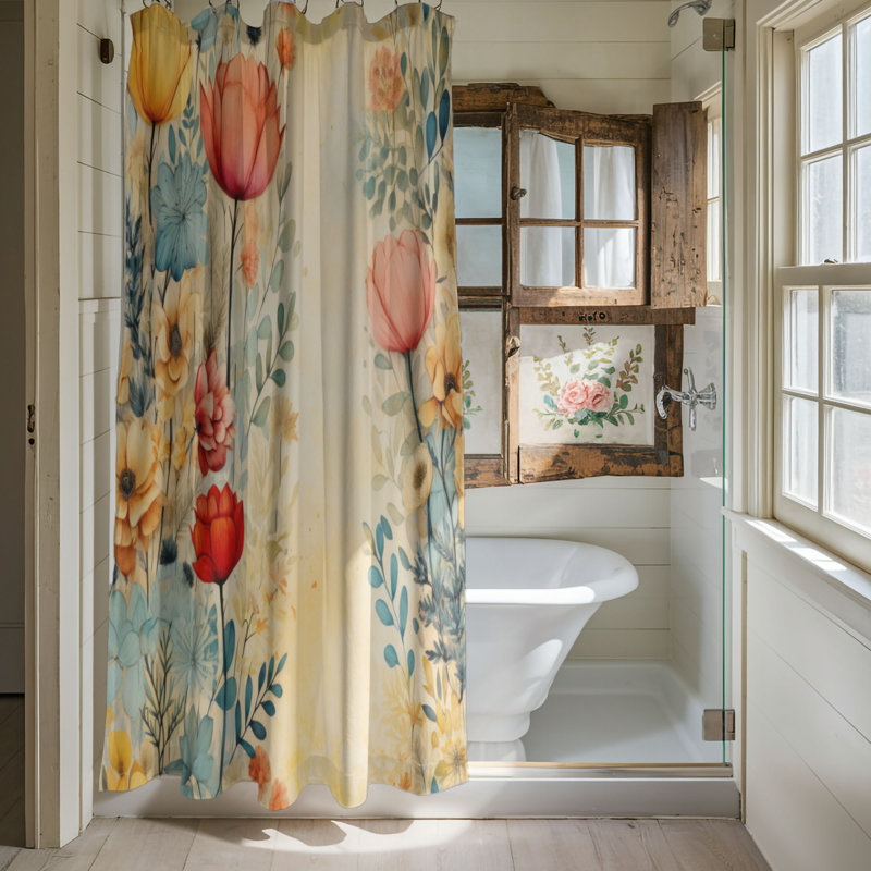 Rideau de douche Antique Blooms - Premium, H 74 po x l 71 po