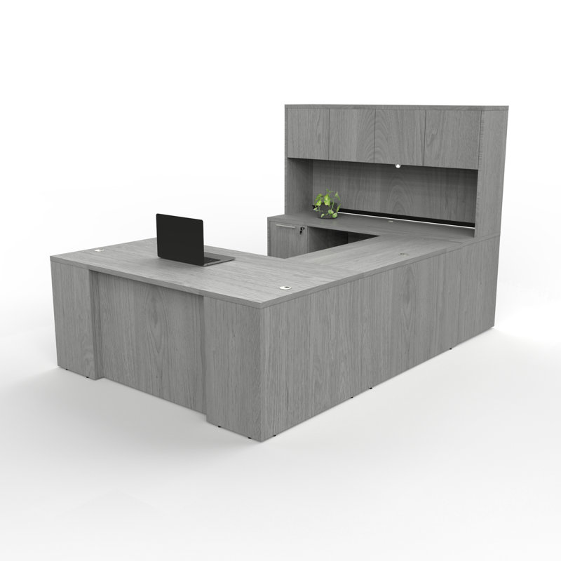 City View Executive U-Shape Straight Front Office Desk with Storage