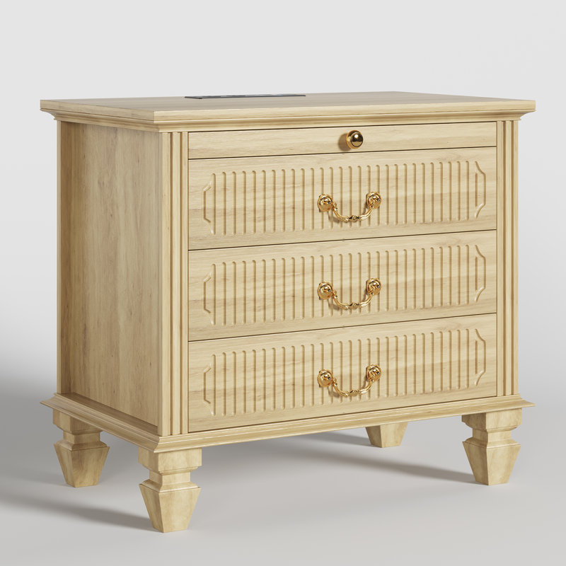 65cm W Manufactured Wood Bedside Table, Oak