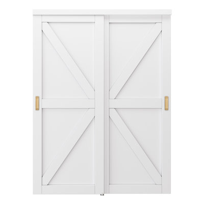  Non assemblé Requiert Porte de placard coulissante en forme de K de 80 pouces économisant l'espace - Panneau de porte à grain de bois, comprend la quincaillerie complète