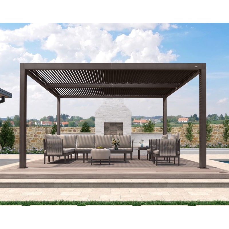 Louvered Pergola Outdoor Aluminum Pergola with Adjustable Roof for Deck Backyard Hardtop Gazebo, 14 ft. W x 10 ft. D