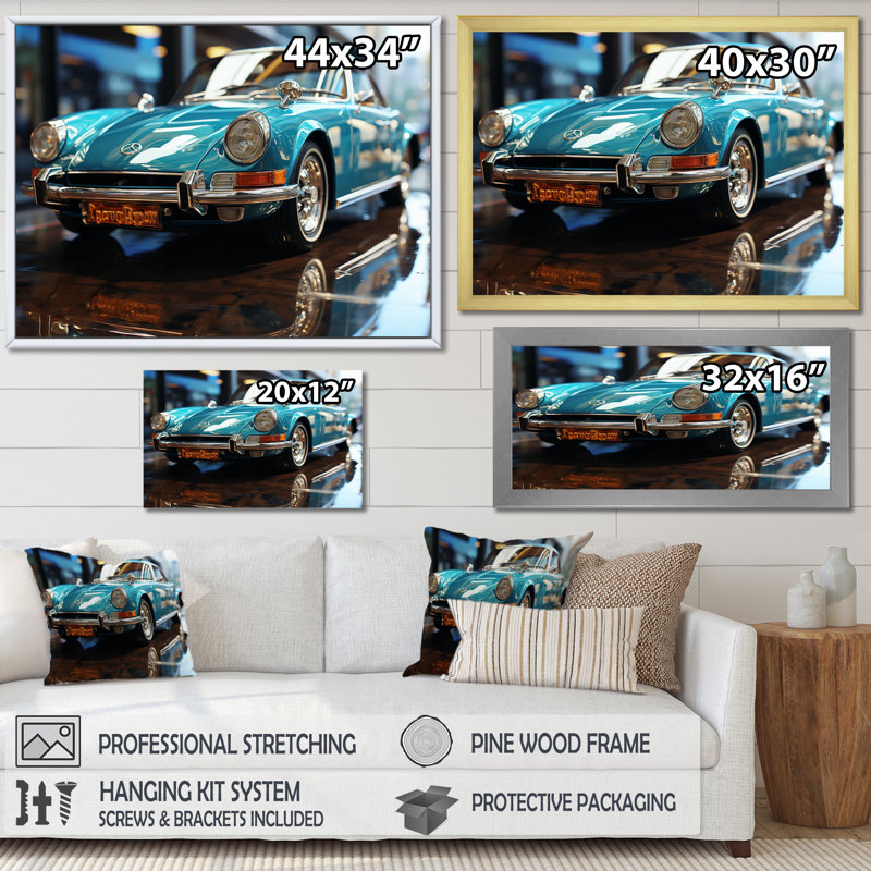 Impression sur toile sophistiquée sophistiquée en verre Supercar II, H 16 po x l 32 po x P 1 po, Cadre doré à une seule photo