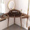 24.41"Simple brown mini dressing table with makeup mirror