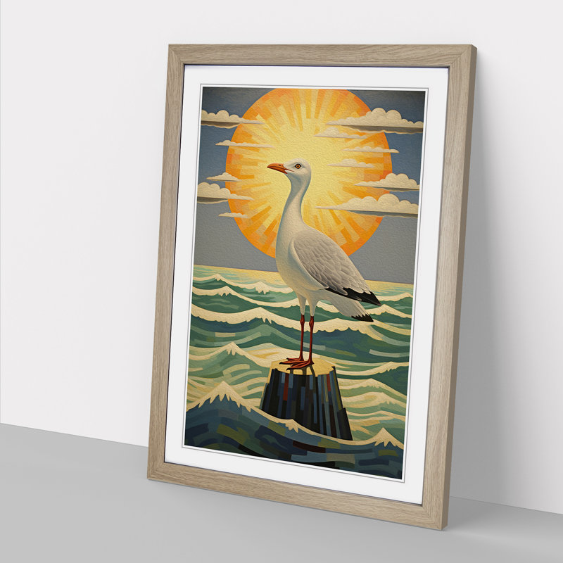 Seagull Art Deco No.2 1 Piece Single Picture Frame Wall Art, 46cm H x 34cm W x 2cm D, Oak
