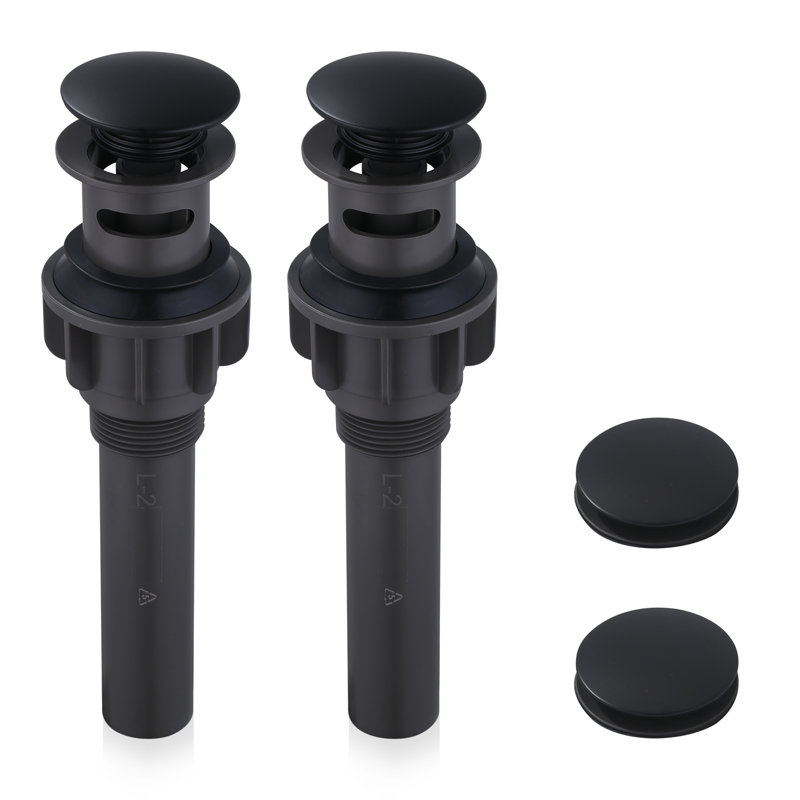 Drain escamotable de lavabo de salle de bain avec trop-plein, Noir mat