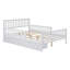 Lit plateforme double en bois avec garde-corps des deux côtés et deux tiroirs de rangement, blanc-1611853681-1611853680