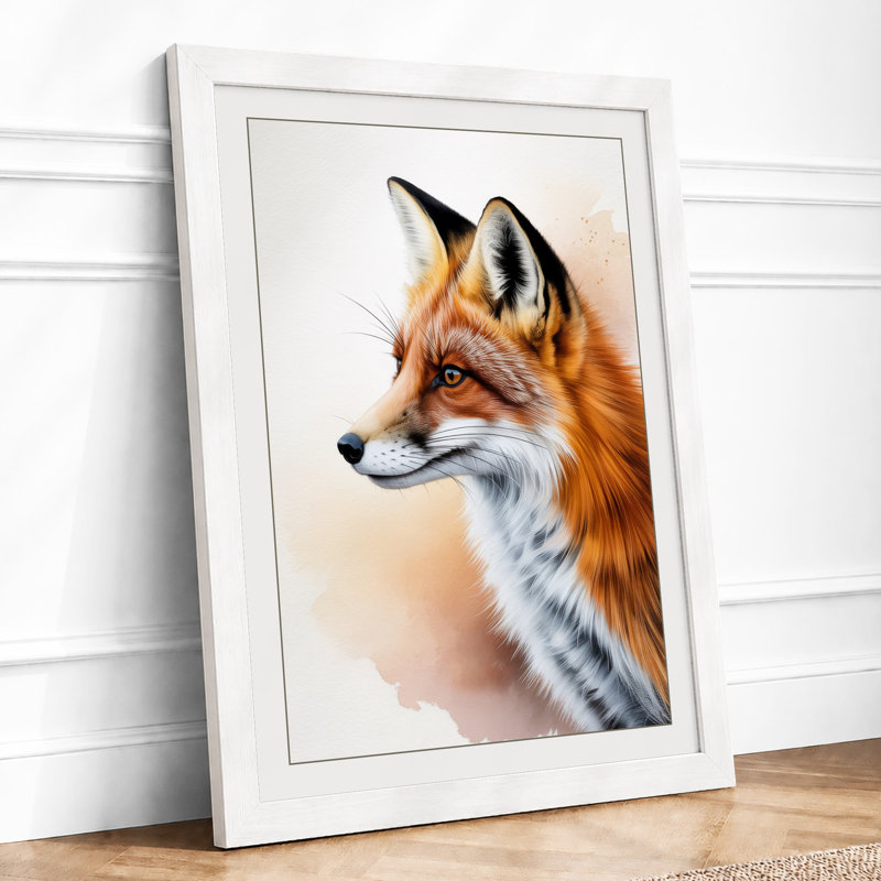 Fox in Profile Boho - Framed Print, A3 - 42.0 x 29.7 cm, White