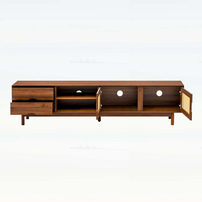 Modern Media Console Table with 2 Drawers,Wood Legs,for Living Room,Modern Entertainment Center