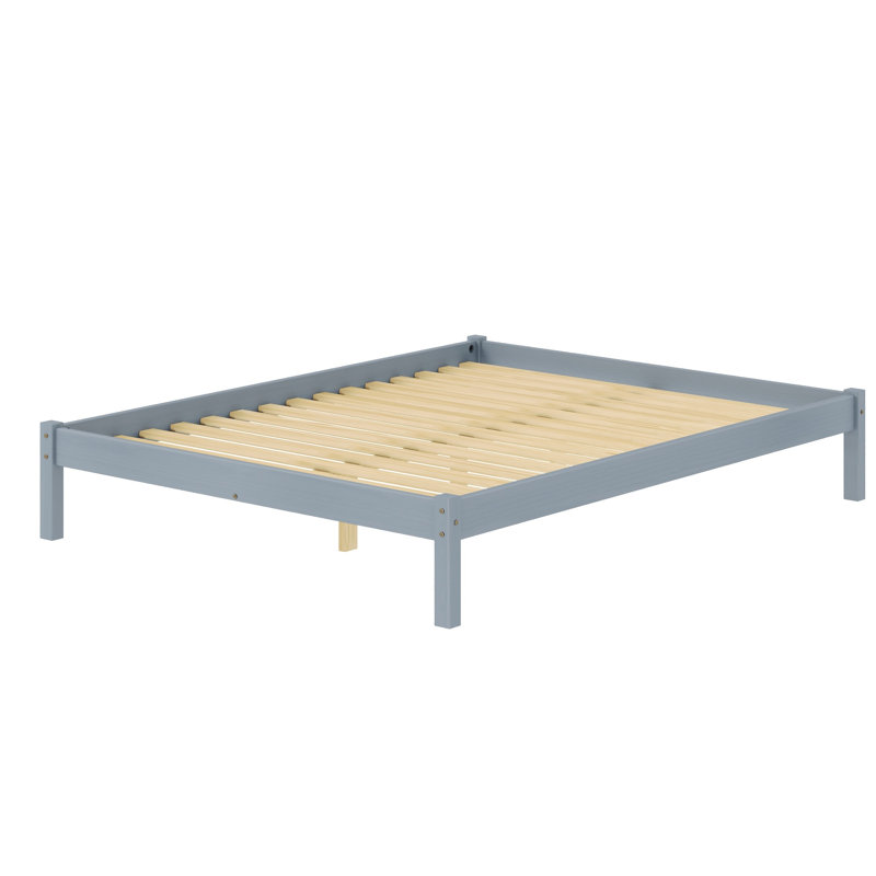 Lit en bois massif Moneeb, Double, gris