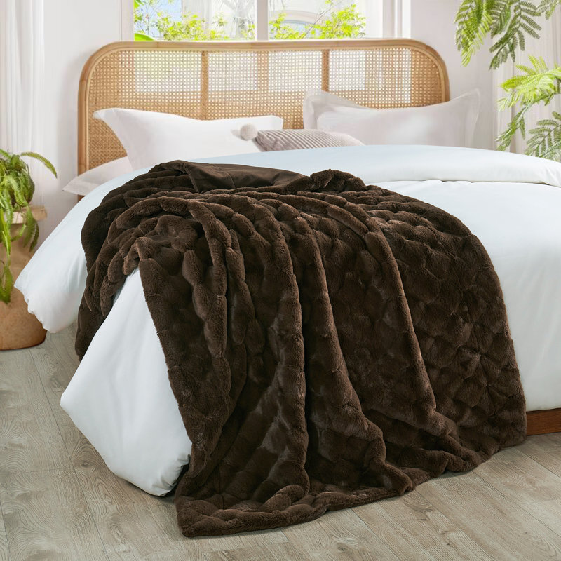 Jeté en fausse fourrure CloudNest, Brun chocolat