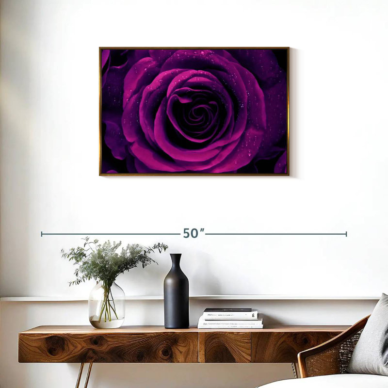 Rose mauve rosée, Cadre flottant doré, 31 po x 21 po