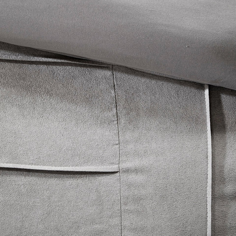 7 édredon très grand gris - Faux suède, détails de conception ajoutés 7 suède très grand, fondu, Gris