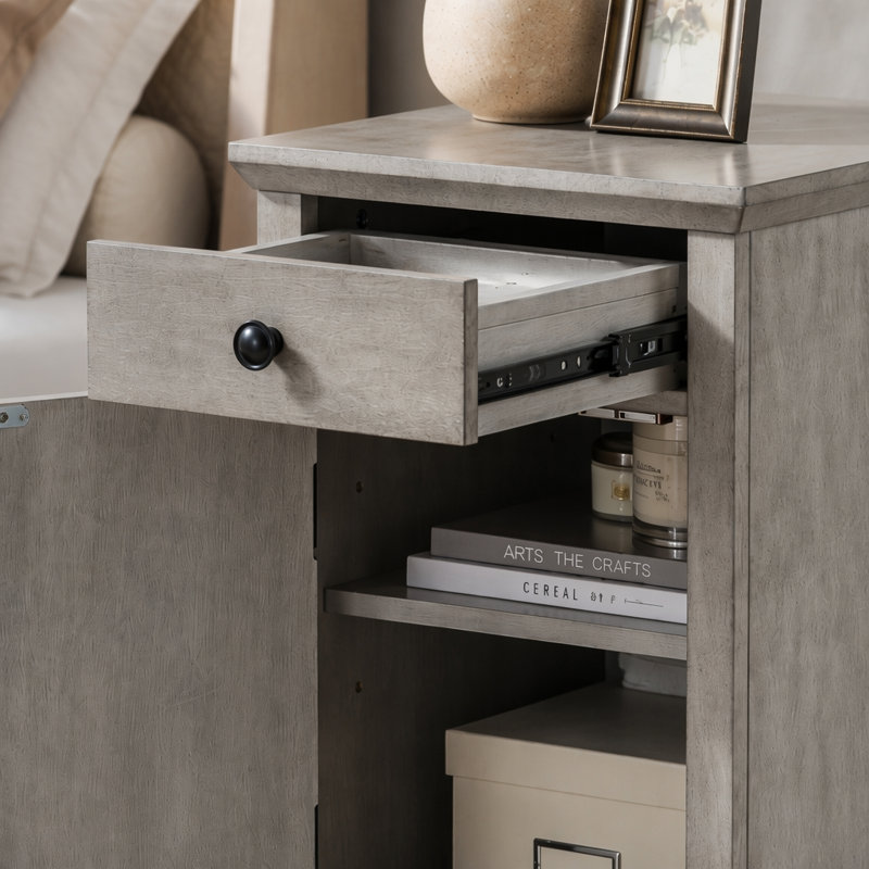 Table de bout U-Can Classic Charging Living avec ports USB et rangement, Grey / Antique Grey