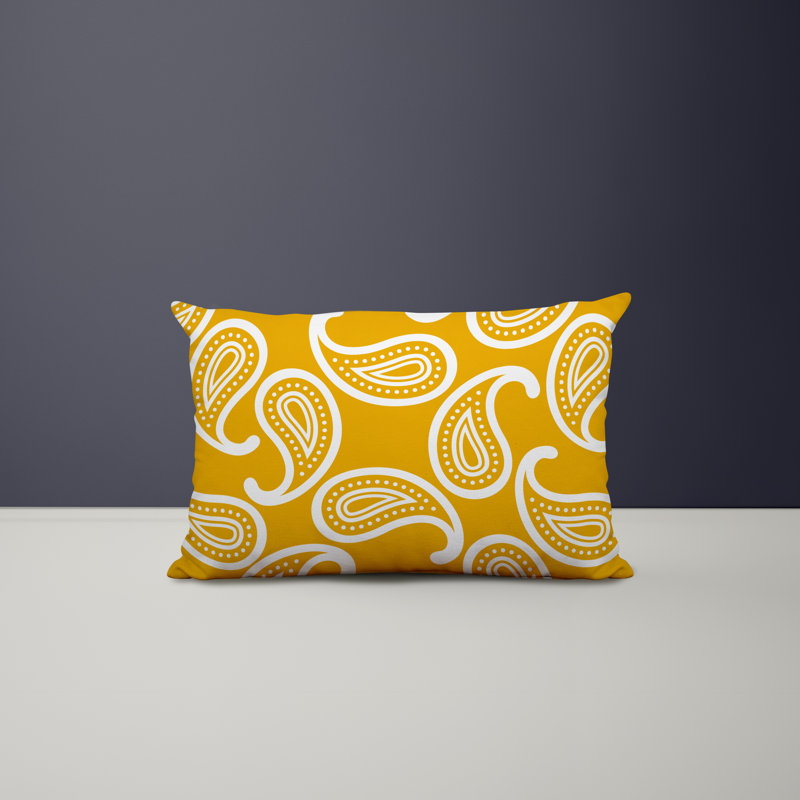 Paisley Outdoor Reversible Throw Pillow, Yellow