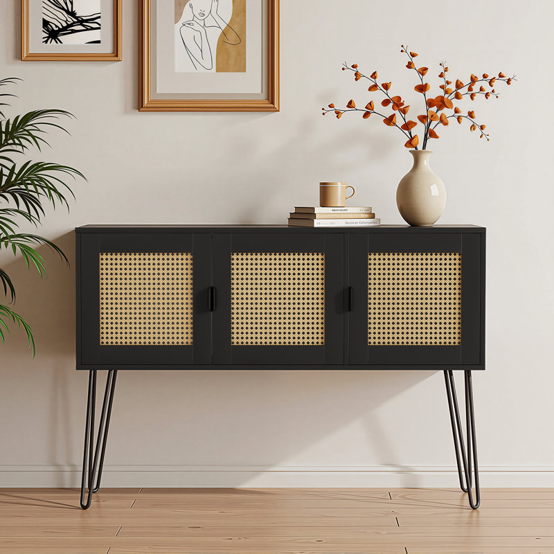 47.2" Console Table With Storage, Entryway Table, Sofa Table For Hallway, Black, Black