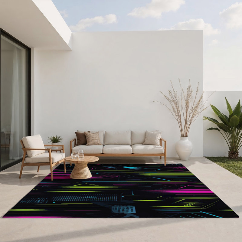 Aurora Circuit Indoor And Outdoor Area Rug, Rectangle 9' x 12'