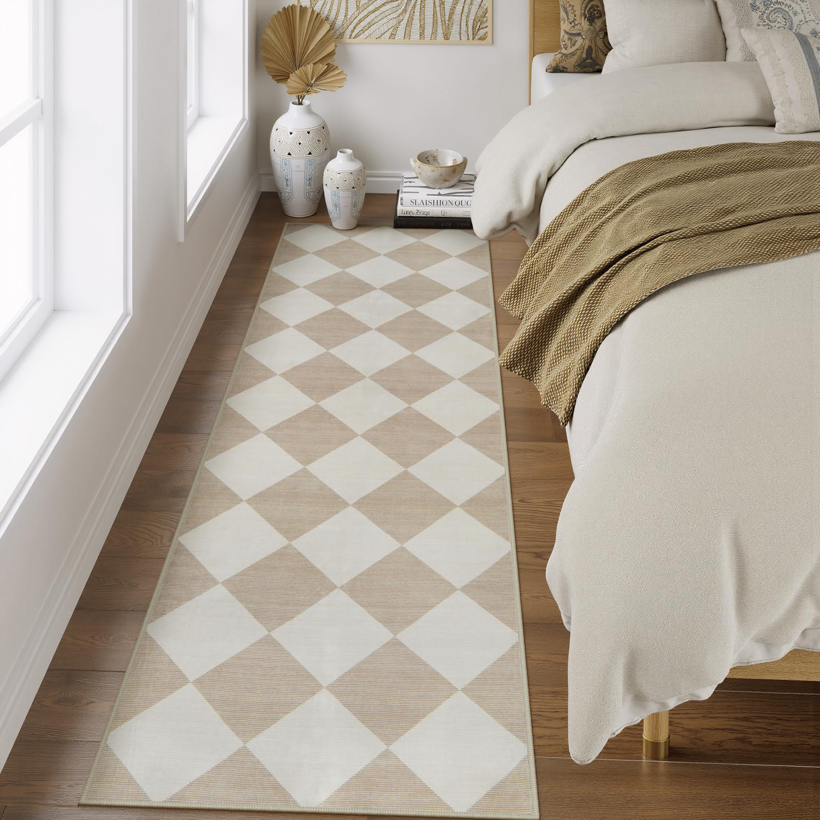 Latitude Run® Beige Ultra Thin Washable Kitchen Runner Rug Non Slip ...