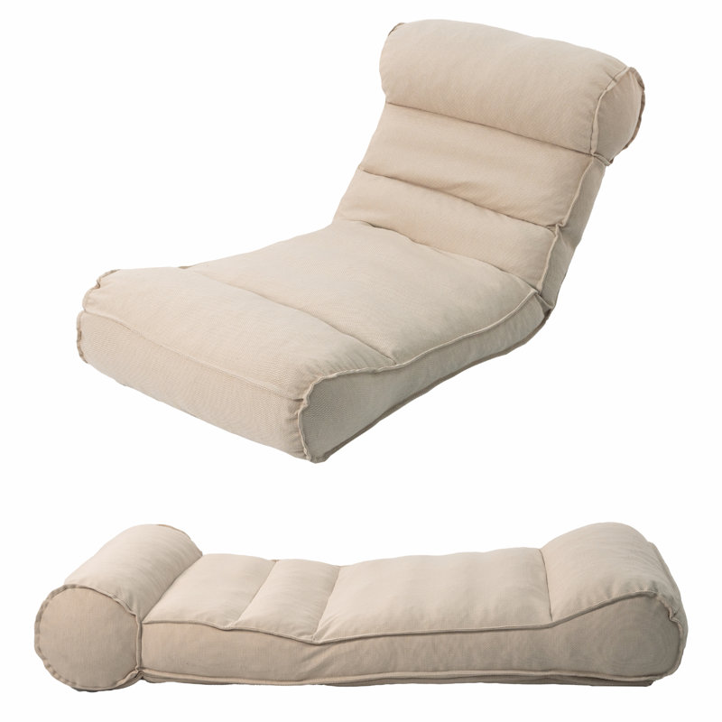 Outdoor Reclining Chaise Lounge With Adjustable Backrest Outdoor Recliner Chair, Beige