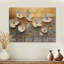 Fleurs blanches et dorées, forme pure de marbre II - Art mural en bois de coquelicot - sur bois de pin naturel-1369502018
