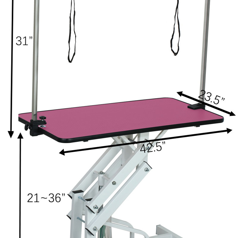 42.5inch Hydraulic Pet Grooming Table With "h" Arm Pink